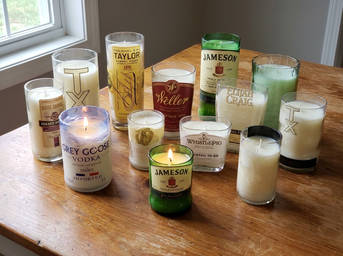 A bottle being turned into a candle